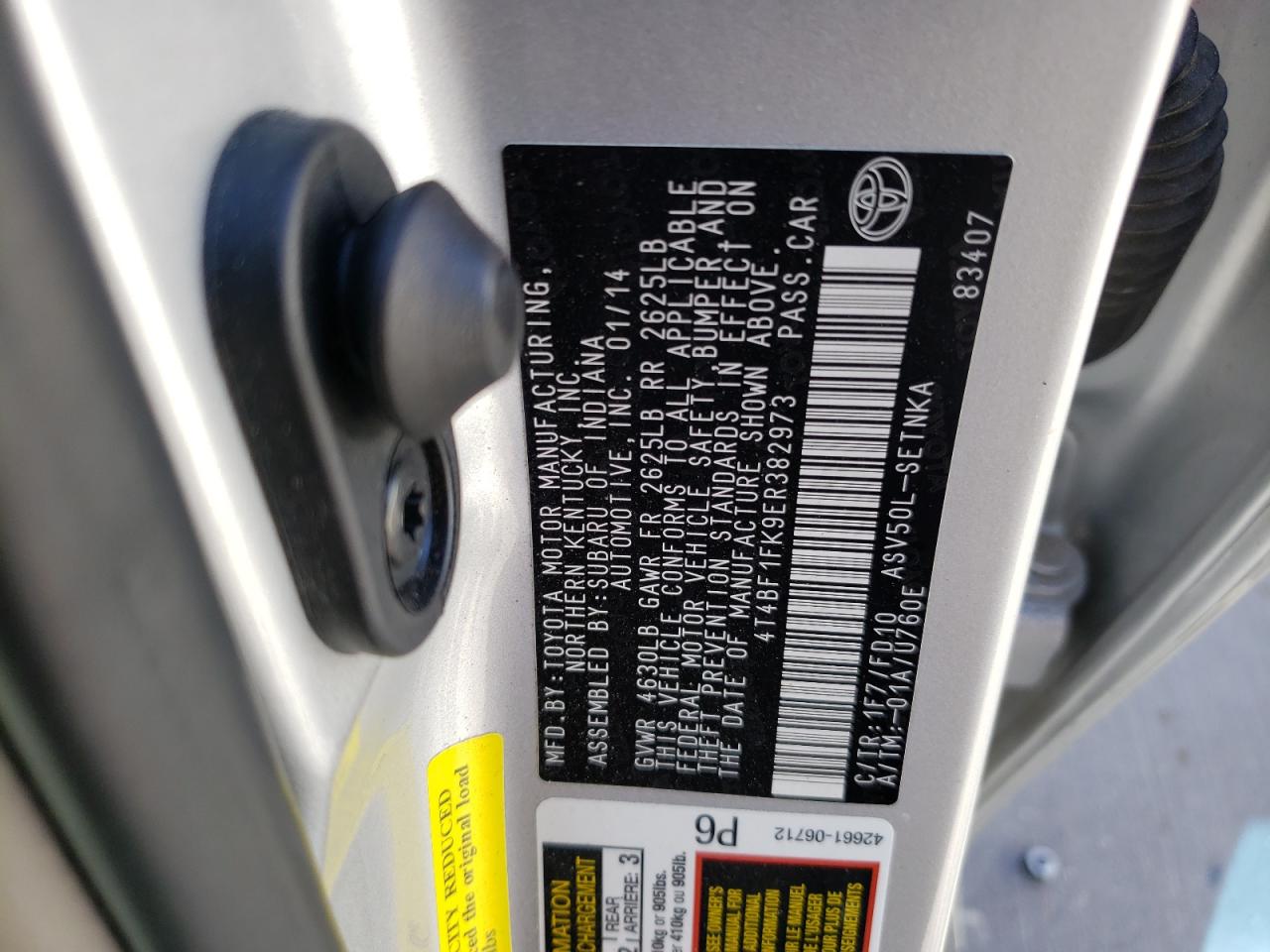 Photo 10 from auction – 2014 TOYOTA CAMRY L with VIN 4T4BF1FK9ER382973