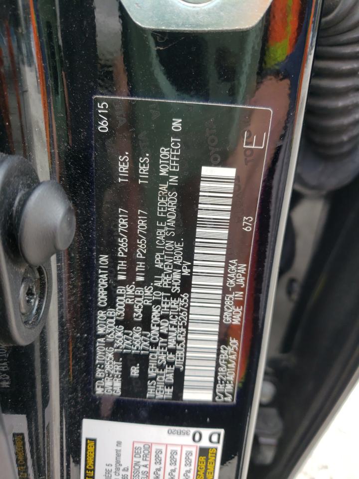 Photo 10 from auction – 2015 TOYOTA 4RUNNER SR with VIN JTEBU5JR3F5267356