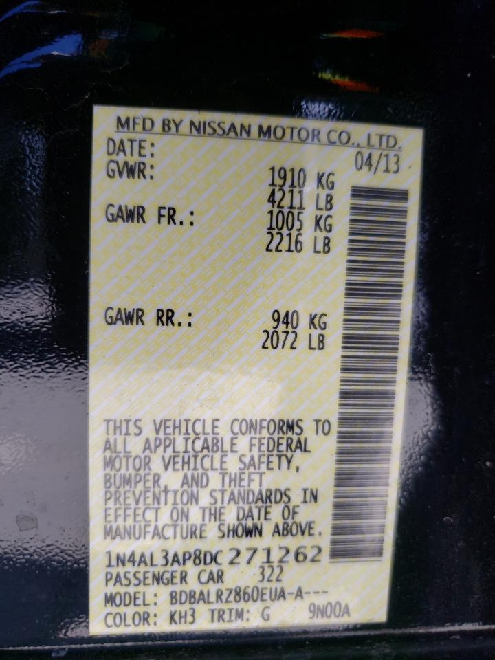 Photo 10 from auction – 2013 NISSAN ALTIMA 2.5 with VIN 1N4AL3AP8DC271262