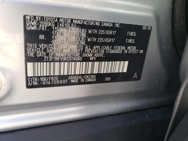 Photo 10 from auction – 2019 TOYOTA RAV4 LE with VIN 2T3F1RFV0KC014060