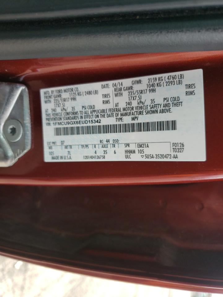 Photo 10 from auction – 2014 FORD ESCAPE SE with VIN 1FMCU9GX6EUD15342