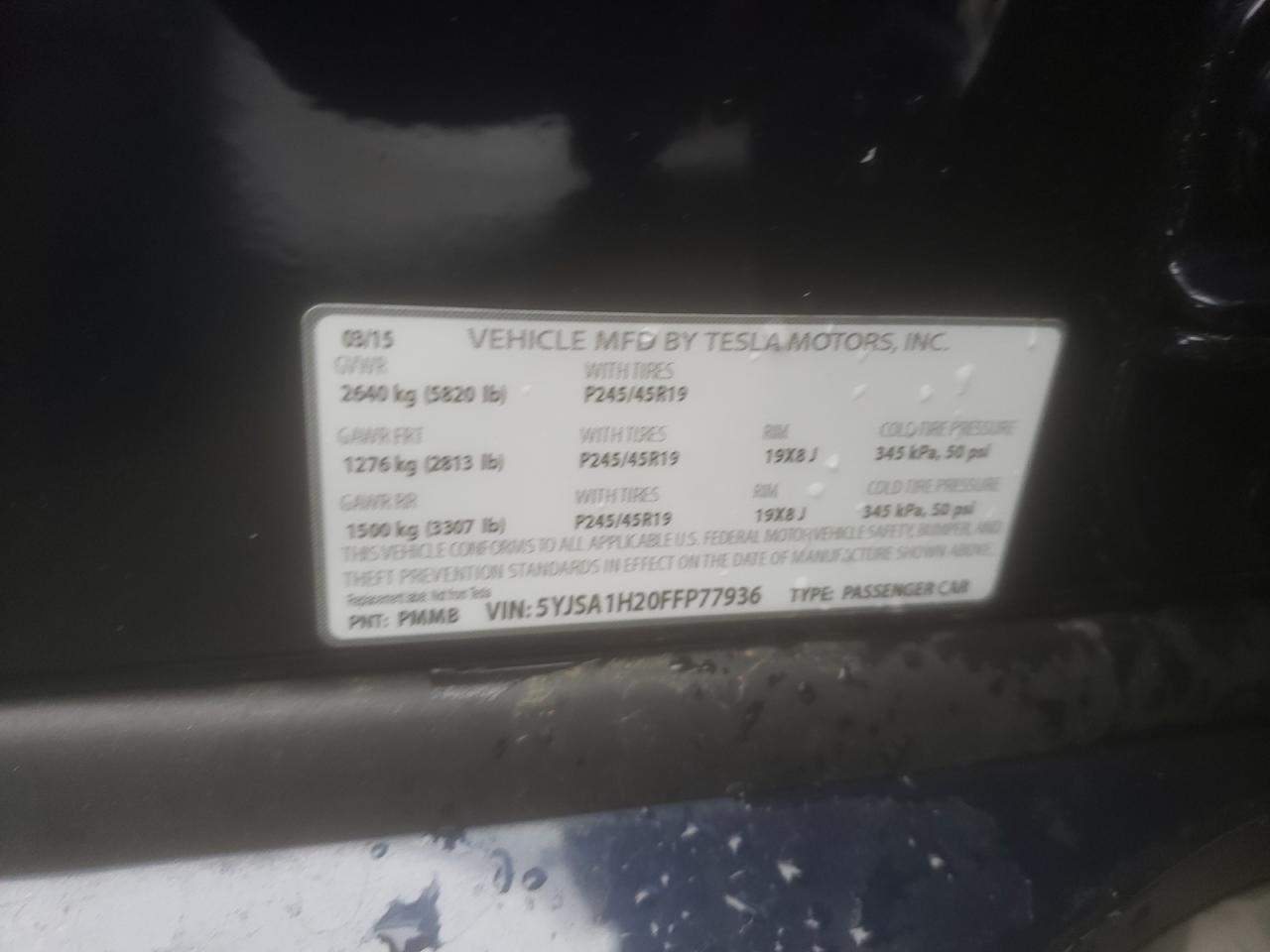 Photo 10 from auction – 2015 TESLA MODEL S 85 with VIN 5YJSA1H20FFP77936