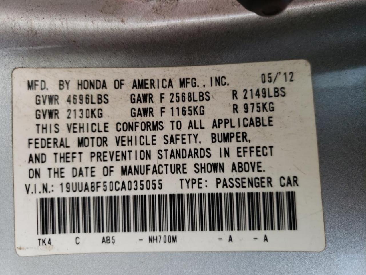 Zdjęcie 10 z aukcji – 2012 ACURA TL z VIN 19UUA8F50CA035055