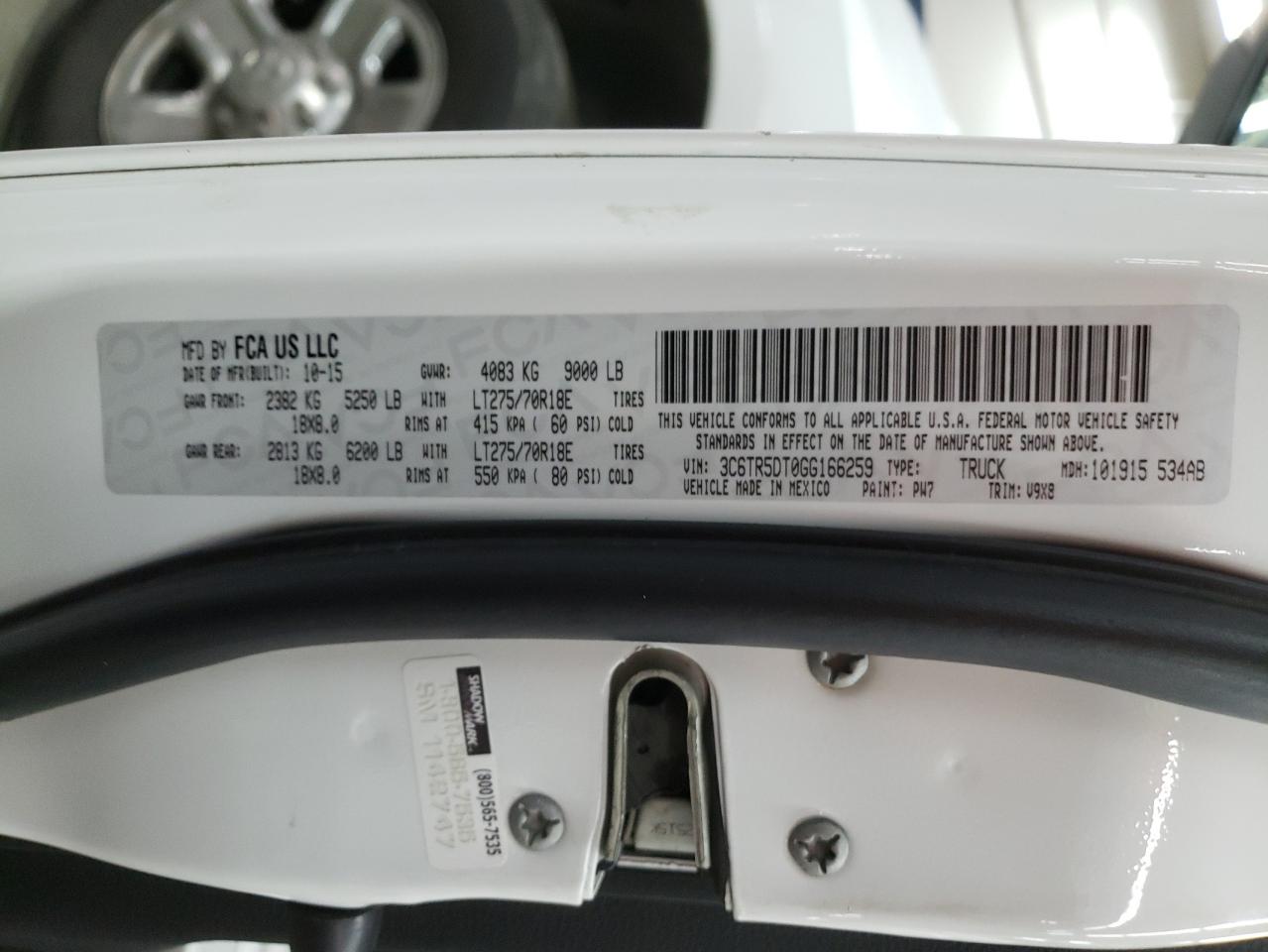 Photo 10 from auction – 2016 RAM 2500 SLT with VIN 3C6TR5DT0GG166259
