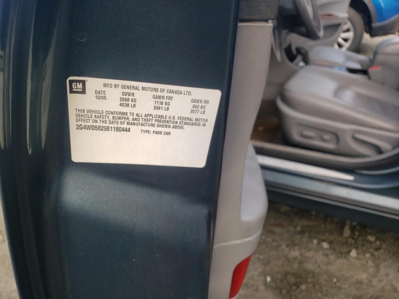 Photo 10 from auction – 2006 BUICK LACROSSE C with VIN 2G4WD582961180444