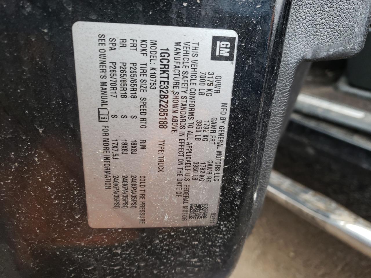 Photo 10 from auction – 2011 CHEVROLET SILVERADO with VIN 1GCRKTE32BZ285188