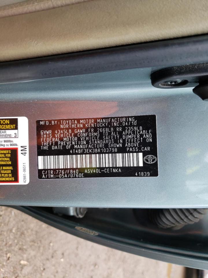Photo 10 from auction – 2011 TOYOTA CAMRY BASE with VIN 4T4BF3EK3BR103798
