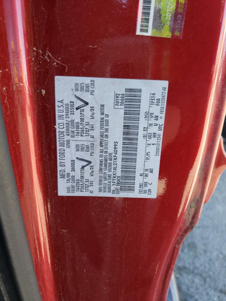 Photo 10 from auction – 2001 FORD F150 with VIN 1FTRX18L21KF40995