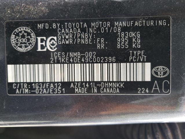 Photo 10 from auction – 2009 TOYOTA COROLLA MA with VIN 2T1KE40E49C002396