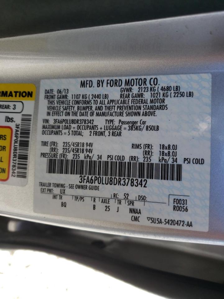 Photo 10 from auction – 2013 FORD FUSION SE with VIN 3FA6P0LU8DR378342