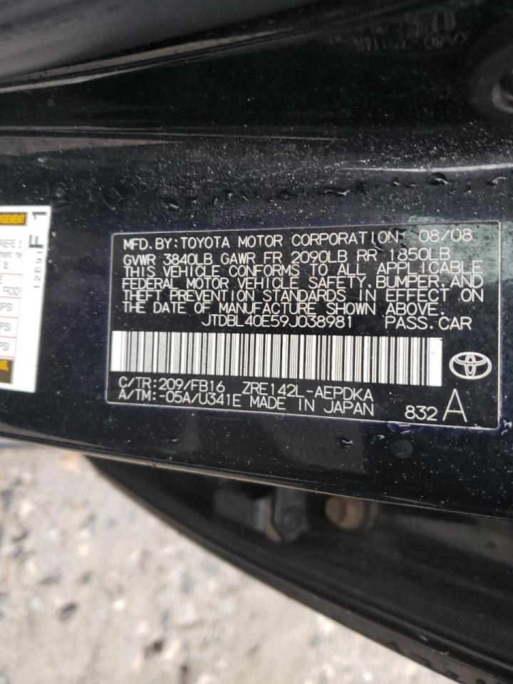 Photo 10 from auction – 2009 TOYOTA COROLLA BA with VIN JTDBL40E59J038981