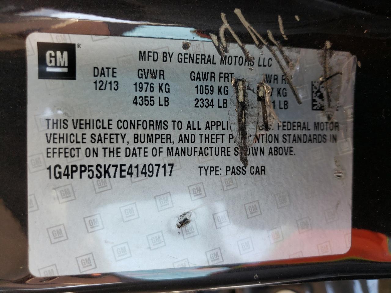 Photo 10 from auction – 2014 BUICK VERANO with VIN 1G4PP5SK7E4149717