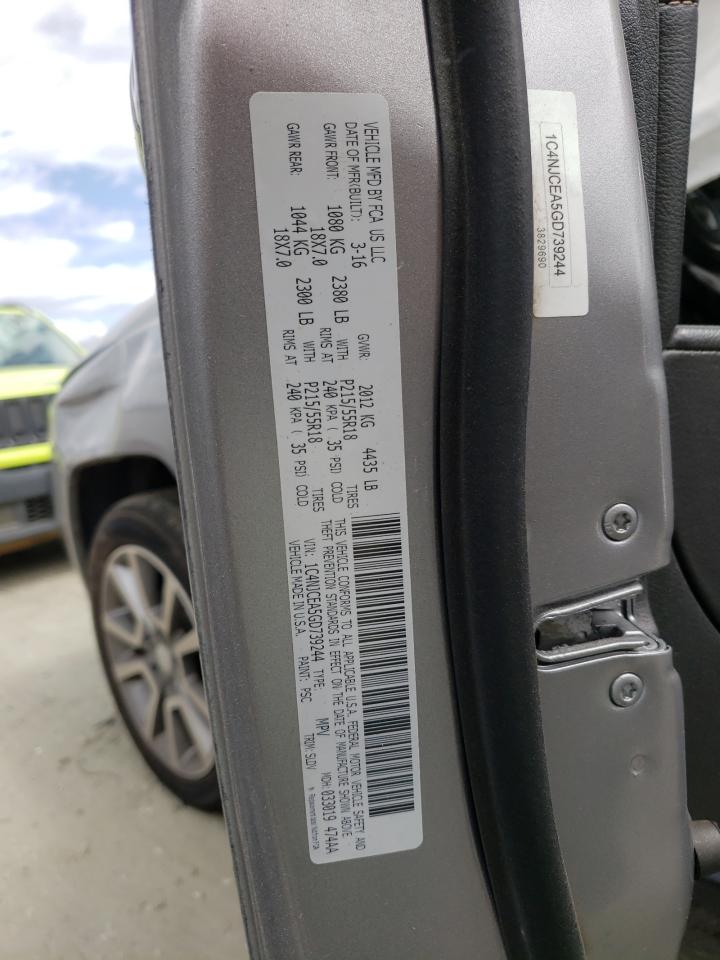 Photo 10 from auction – 2016 JEEP COMPASS with VIN 1C4NJCEA5GD739244