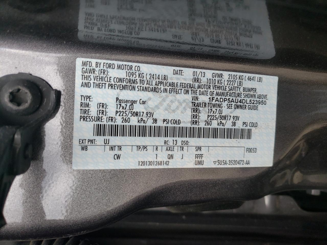 Photo 10 from auction – 2013 FORD C-MAX SE with VIN 1FADP5AU4DL523950