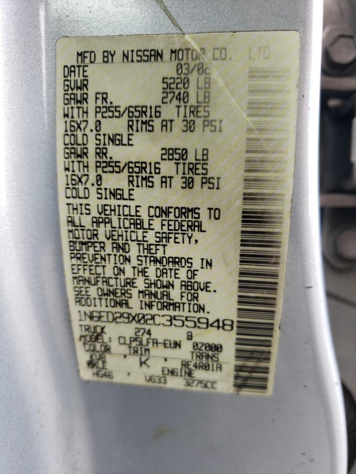 Photo 10 from auction – 2002 NISSAN FRONTIER C with VIN 1N6ED29X02C355948
