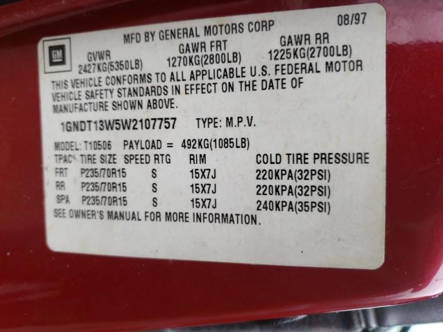 Photo 10 from auction – 1998 CHEVROLET BLAZER with VIN 1GNDT13W5W2107757
