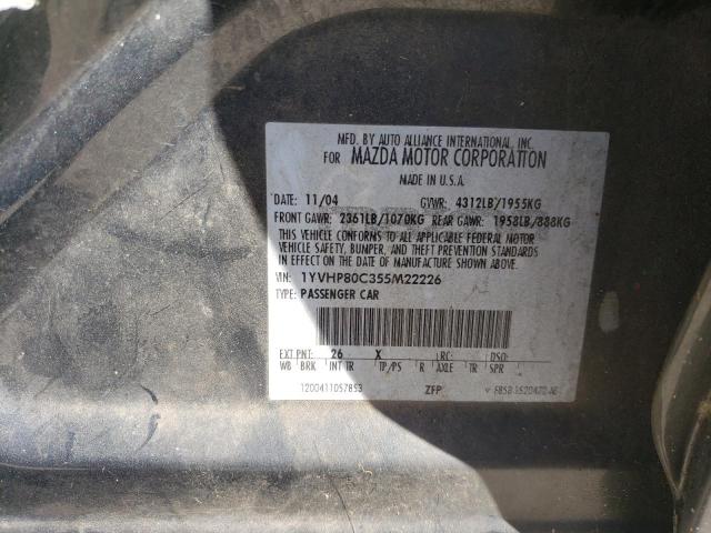 Photo 10 from auction – 2005 MAZDA 6 I with VIN 1YVHP80C355M22226