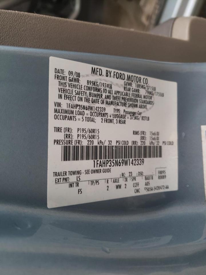 Photo 10 from auction – 2009 FORD FOCUS SE with VIN 1FAHP35N69W142339