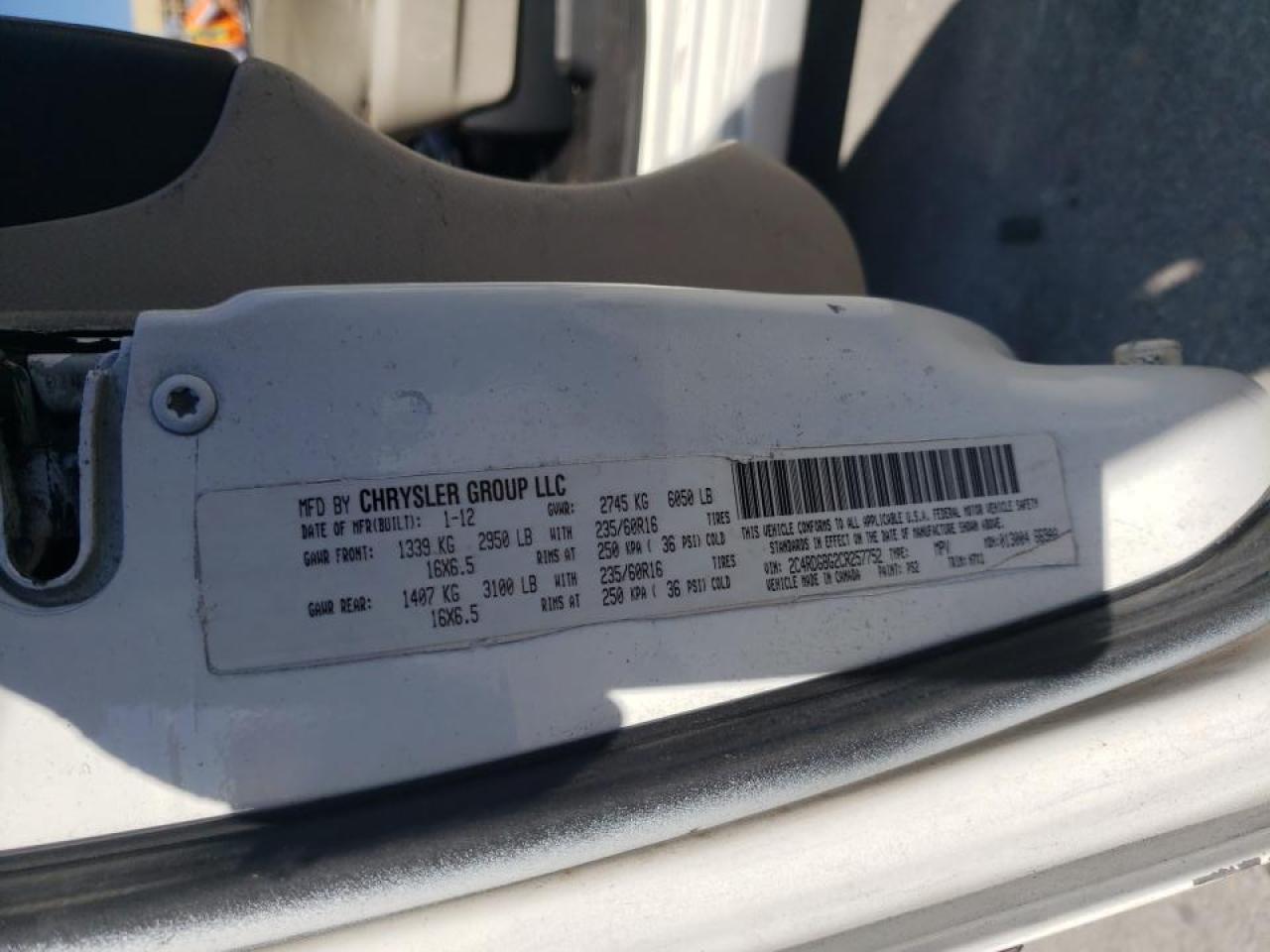 Photo 10 from auction – 2012 DODGE GRAND CARA with VIN 2C4RDGBG2CR257752