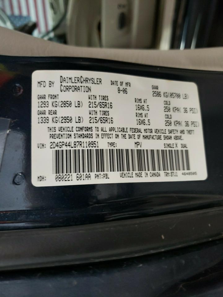Photo 10 from auction – 2007 DODGE GRAND CARA with VIN 2D4GP44L87R110951