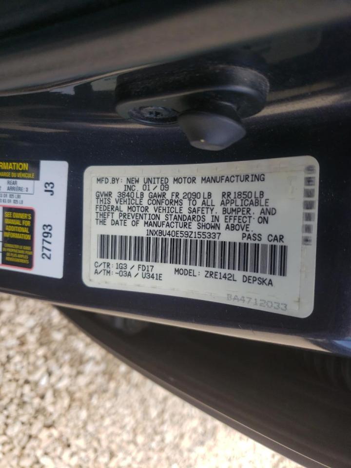 Photo 10 from auction – 2009 TOYOTA COROLLA BA with VIN 1NXBU40E59Z155337