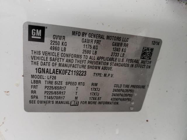 Photo 10 from auction – 2015 CHEVROLET EQUINOX LS with VIN 1GNALAEK0FZ119223