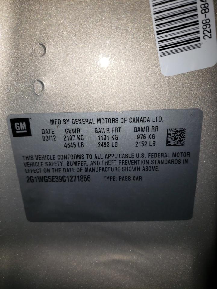 Photo 10 from auction – 2012 CHEVROLET IMPALA LT with VIN 2G1WG5E39C1271856