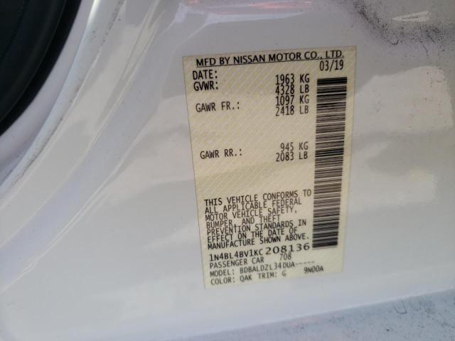 Photo 10 from auction – 2019 NISSAN ALTIMA S with VIN 1N4BL4BV1KC208136