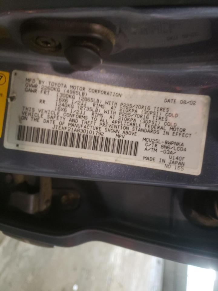 Photo 10 from auction – 2003 TOYOTA HIGHLANDER with VIN JTEHF21A830101792