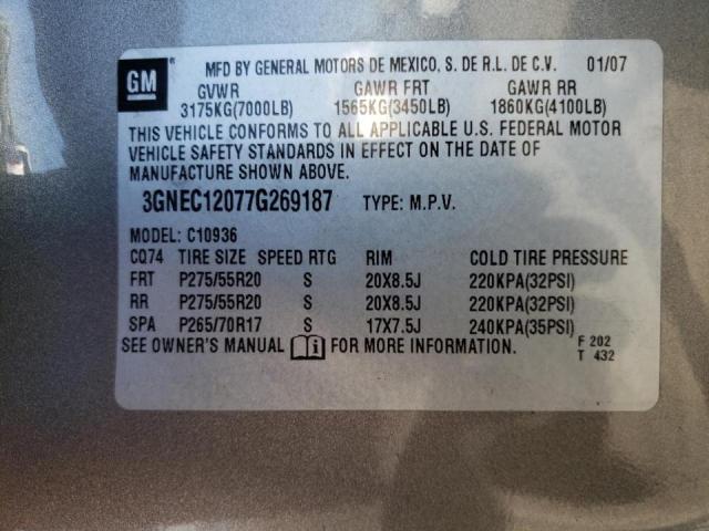 Photo 10 from auction – 2007 CHEVROLET AVALANCHE with VIN 3GNEC12077G269187