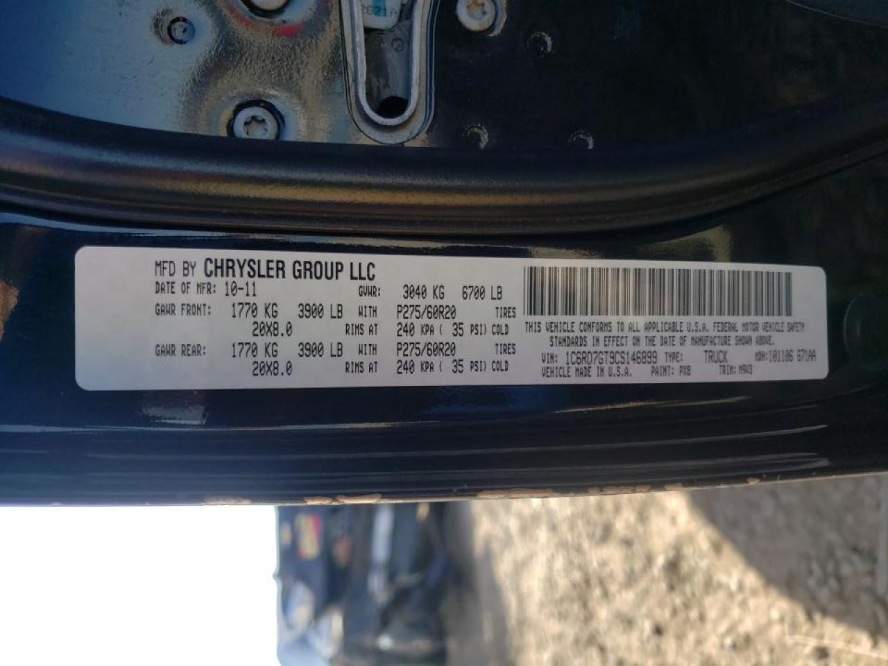 Foto 10 de la subasta – 2012 DODGE RAM 1500 S con VIN 1C6RD7GT9CS146899