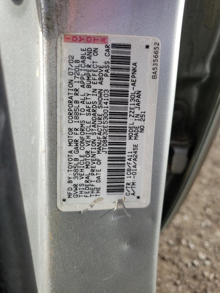Foto 10 de la subasta – 2003 TOYOTA COROLLA CE con VIN JTDBR32E530014103
