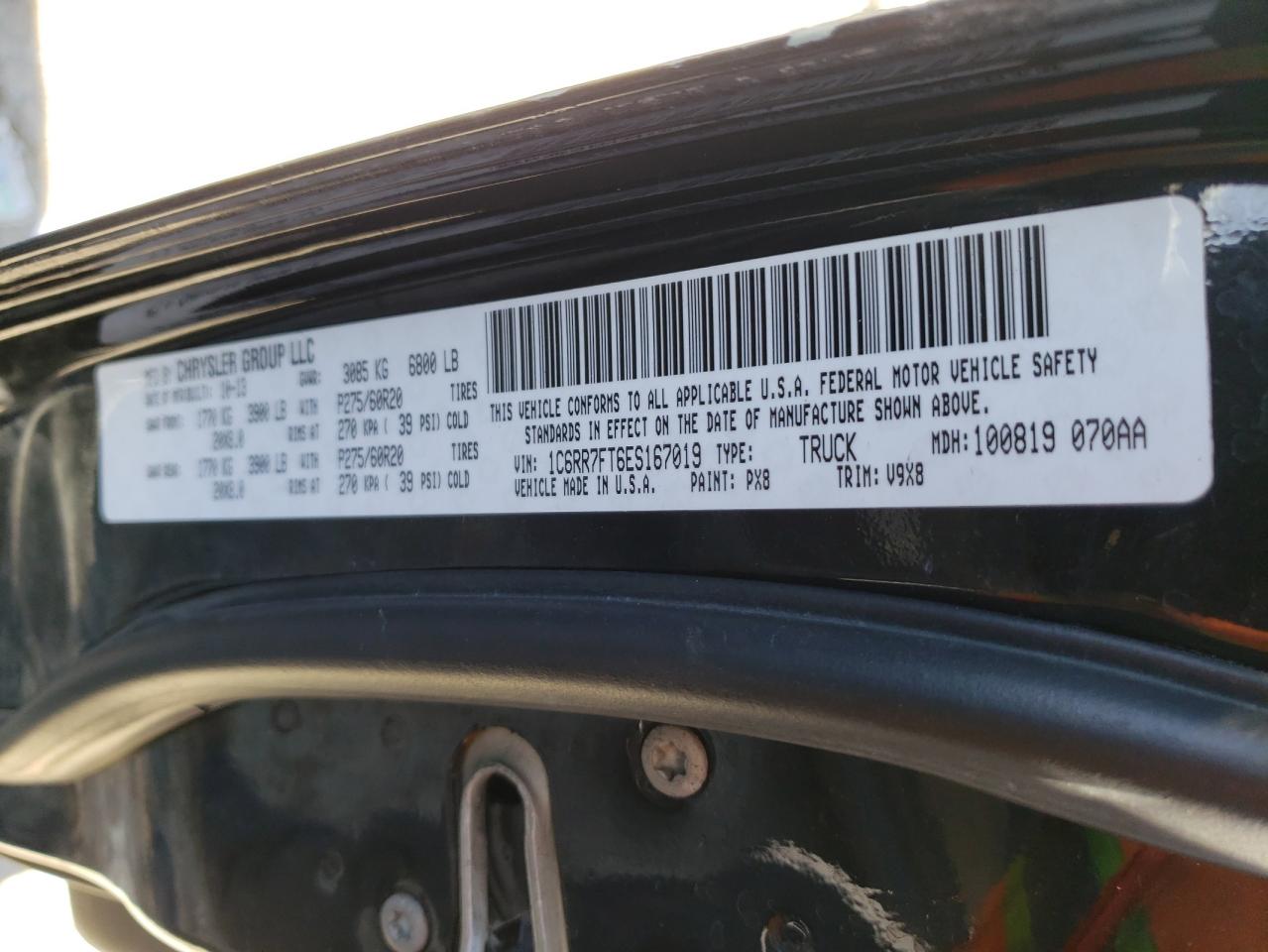 Photo 10 from auction – 2014 RAM 1500 ST with VIN 1C6RR7FT6ES167019