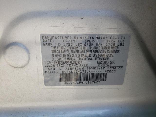 Photo 10 from auction – 2019 NISSAN VERSA S with VIN 3N1CN7AP4KL867607