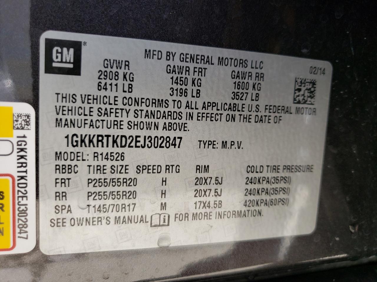 Photo 10 from auction – 2014 GMC ACADIA DEN with VIN 1GKKRTKD2EJ302847