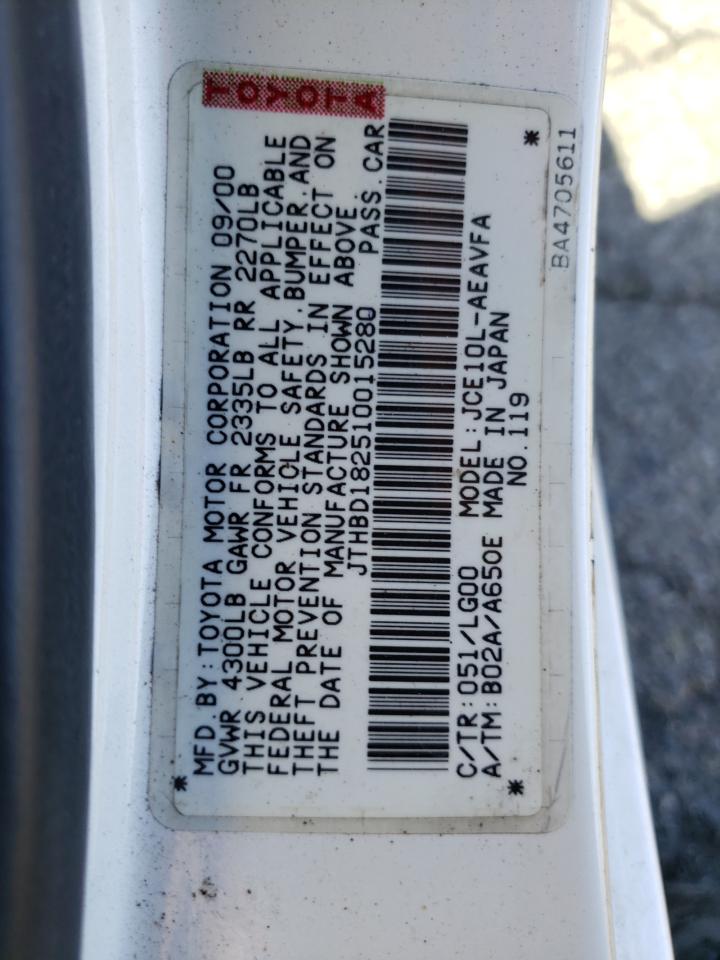 Photo 10 from auction – 2001 LEXUS IS 300 with VIN JTHBD182510015280