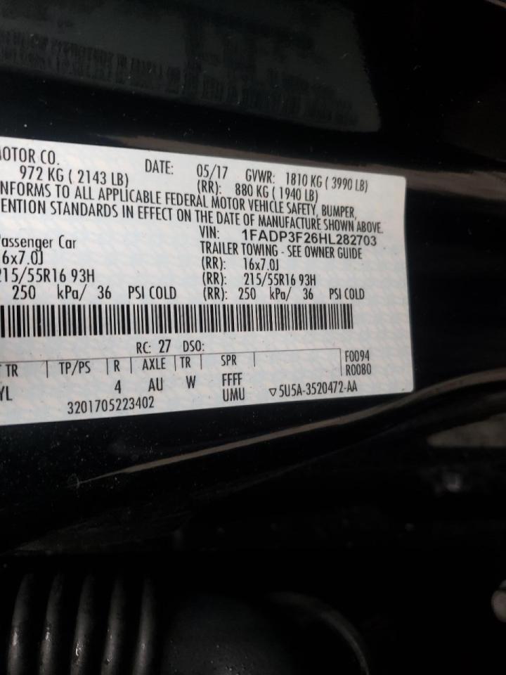 Photo 10 from auction – 2017 FORD FOCUS SE with VIN 1FADP3F26HL282703