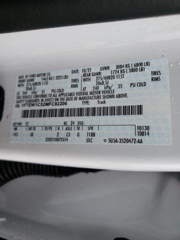 Photo 10 from auction – 2021 FORD F150 SUPER with VIN 1FTEW1C52MFC92206