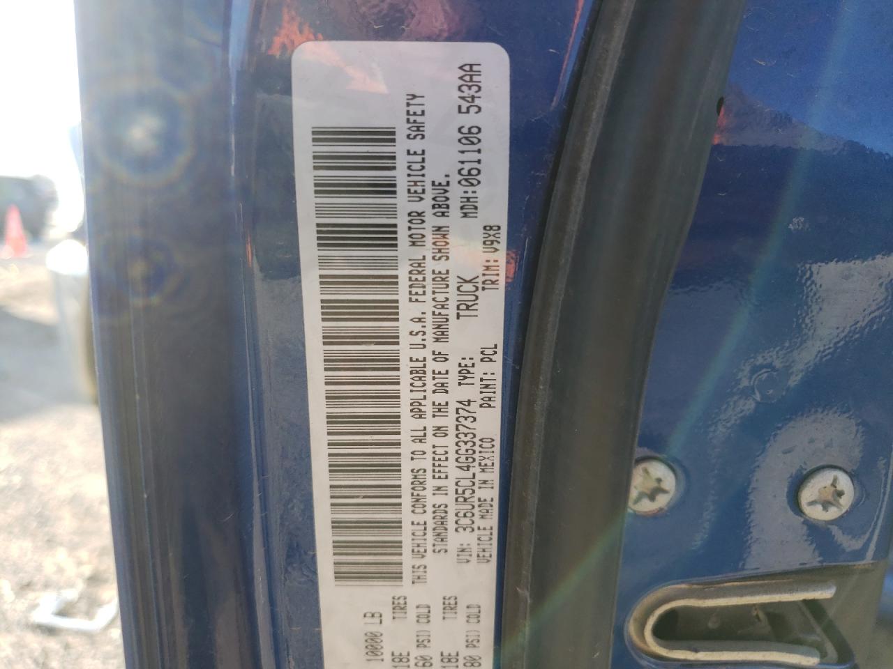 Photo 10 from auction – 2016 RAM 2500 ST with VIN 3C6UR5CL4GG337374