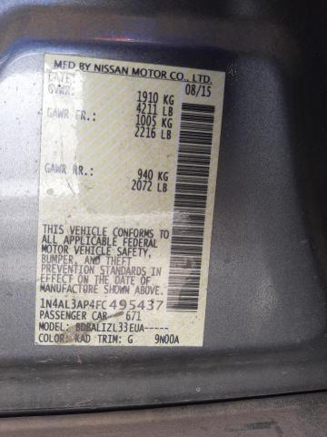 Photo 10 from auction – 2015 NISSAN ALTIMA 2.5 with VIN 1N4AL3AP4FC495437