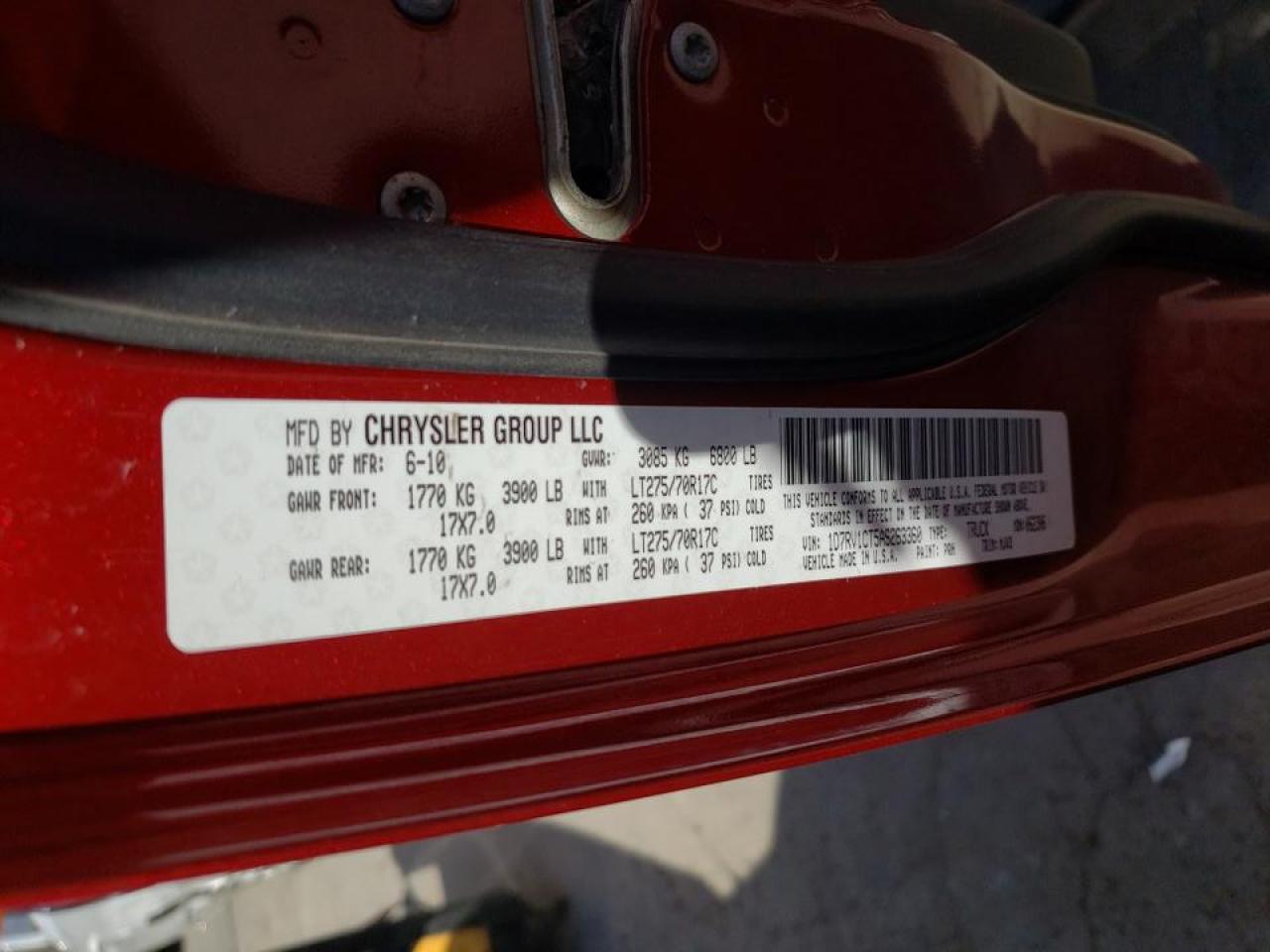Photo 10 from auction – 2010 DODGE RAM 1500 with VIN 1D7RV1CT5AS263360