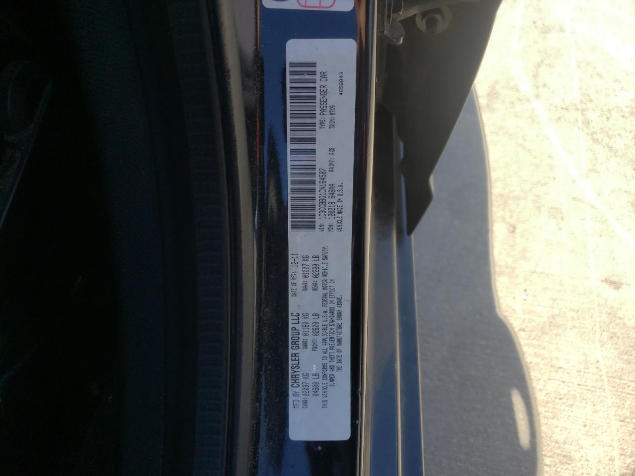 Photo 10 from auction – 2012 CHRYSLER 200 TOURIN with VIN 1C3CCBBG1CN164587