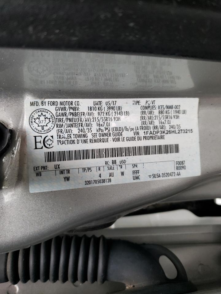 Photo 10 from auction – 2017 FORD FOCUS SE with VIN 1FADP3K26HL273215