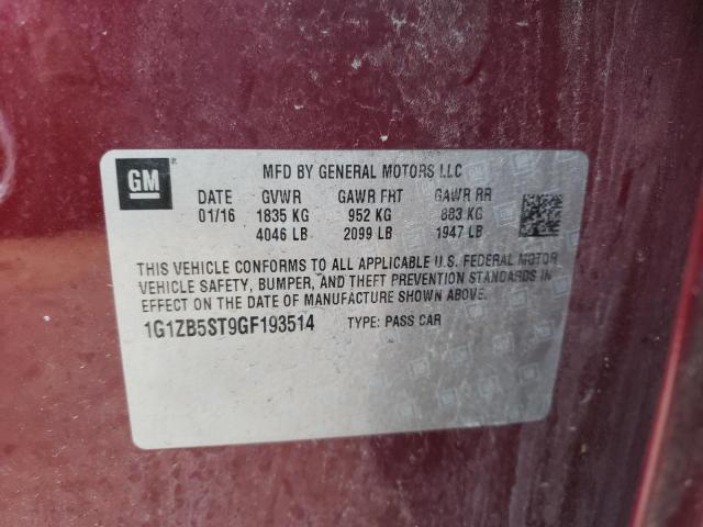 Photo 10 from auction – 2016 CHEVROLET MALIBU LS with VIN 1G1ZB5ST9GF193514