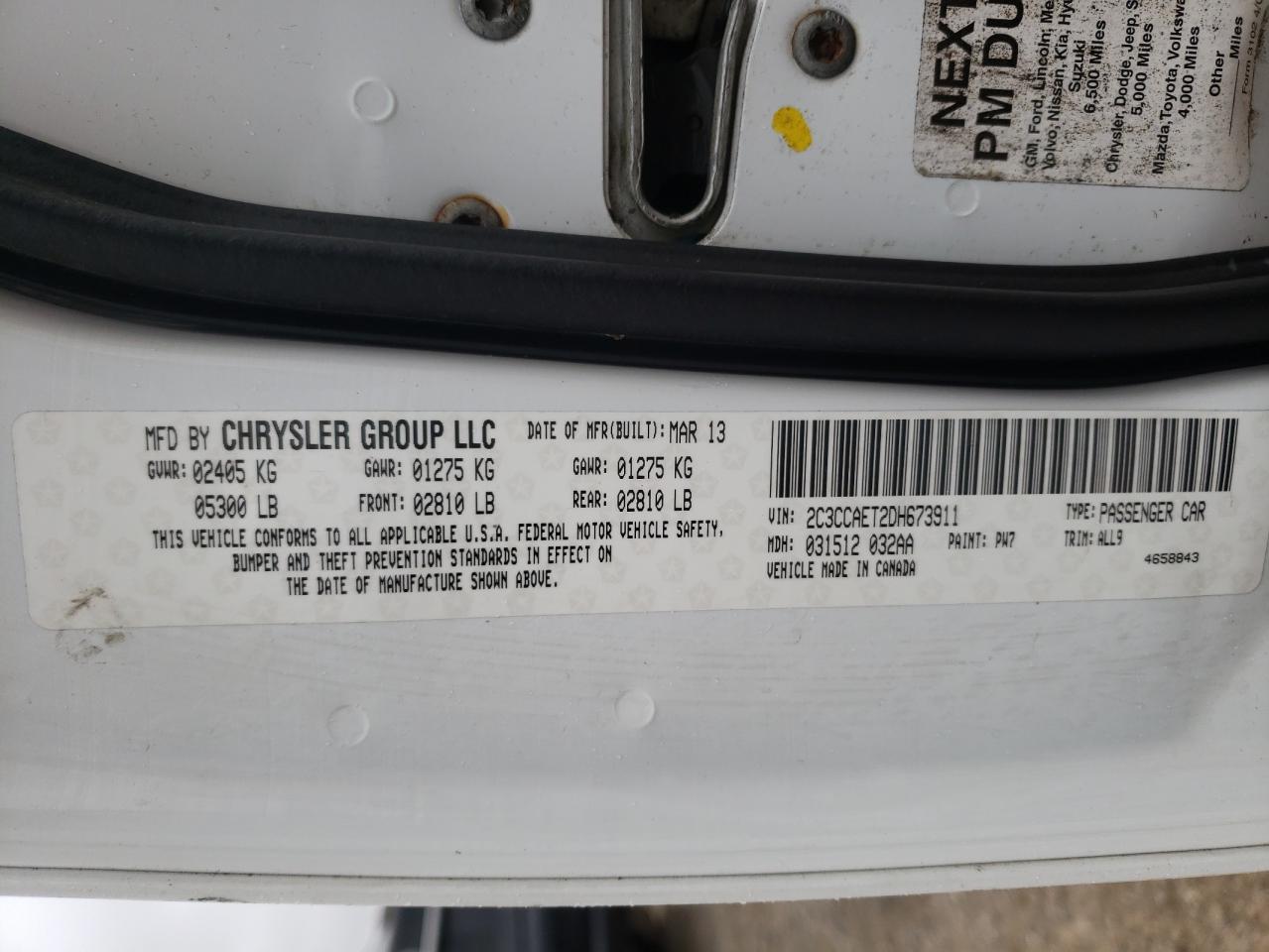 Photo 10 from auction – 2013 CHRYSLER 300C with VIN 2C3CCAET2DH673911