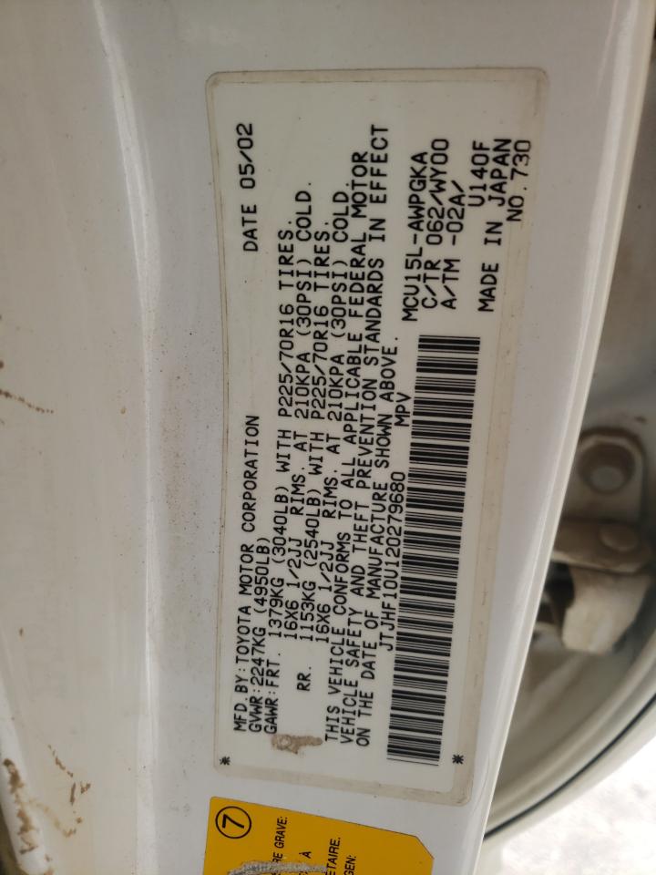 Photo 11 from auction – 2002 LEXUS RX 300 with VIN JTJHF10U120279680