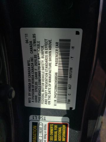 Photo 10 from auction – 2012 HONDA CIVIC EX with VIN 2HGFG3B86CH500546
