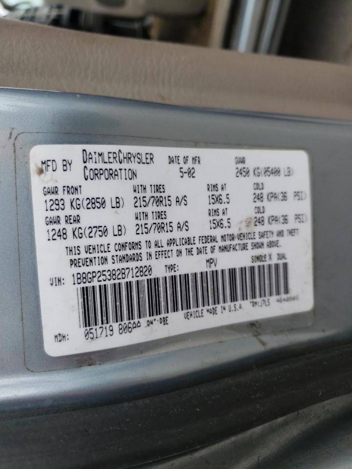 Photo 10 from auction – 2002 DODGE CARAVAN SE with VIN 1B8GP25382B712820