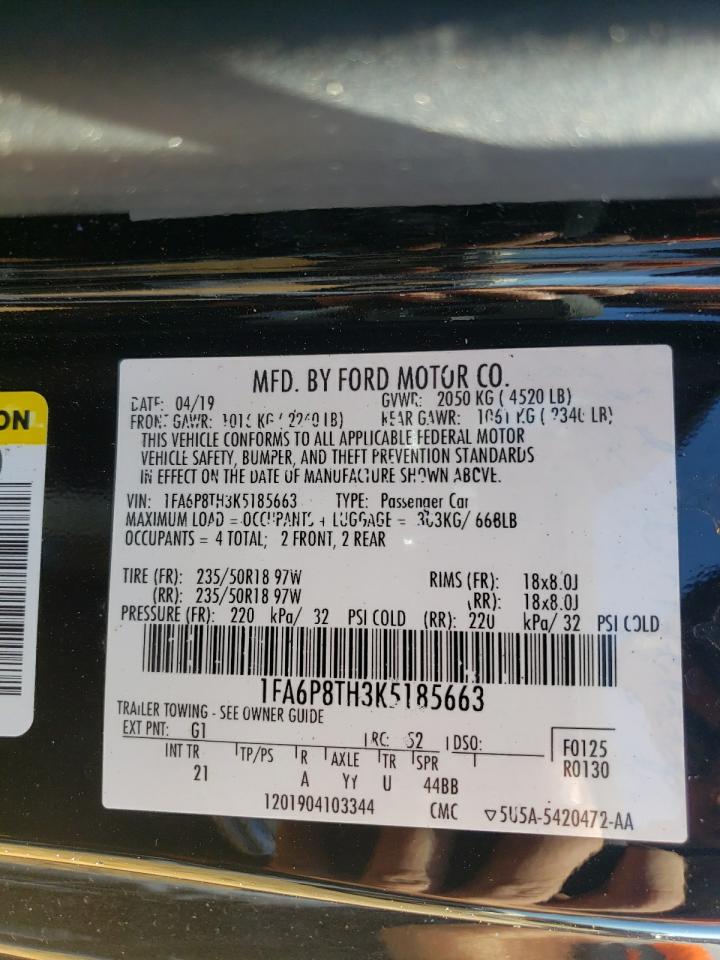 Photo 10 from auction – 2019 FORD MUSTANG with VIN 1FA6P8TH3K5185663
