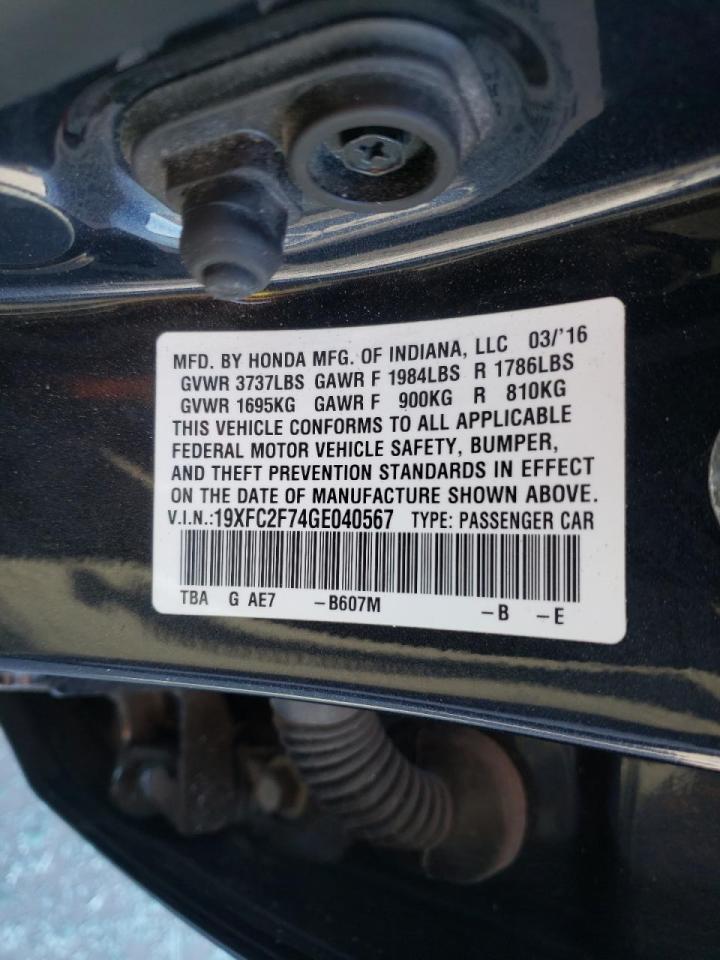 Photo 10 from auction – 2016 HONDA CIVIC EX with VIN 19XFC2F74GE040567